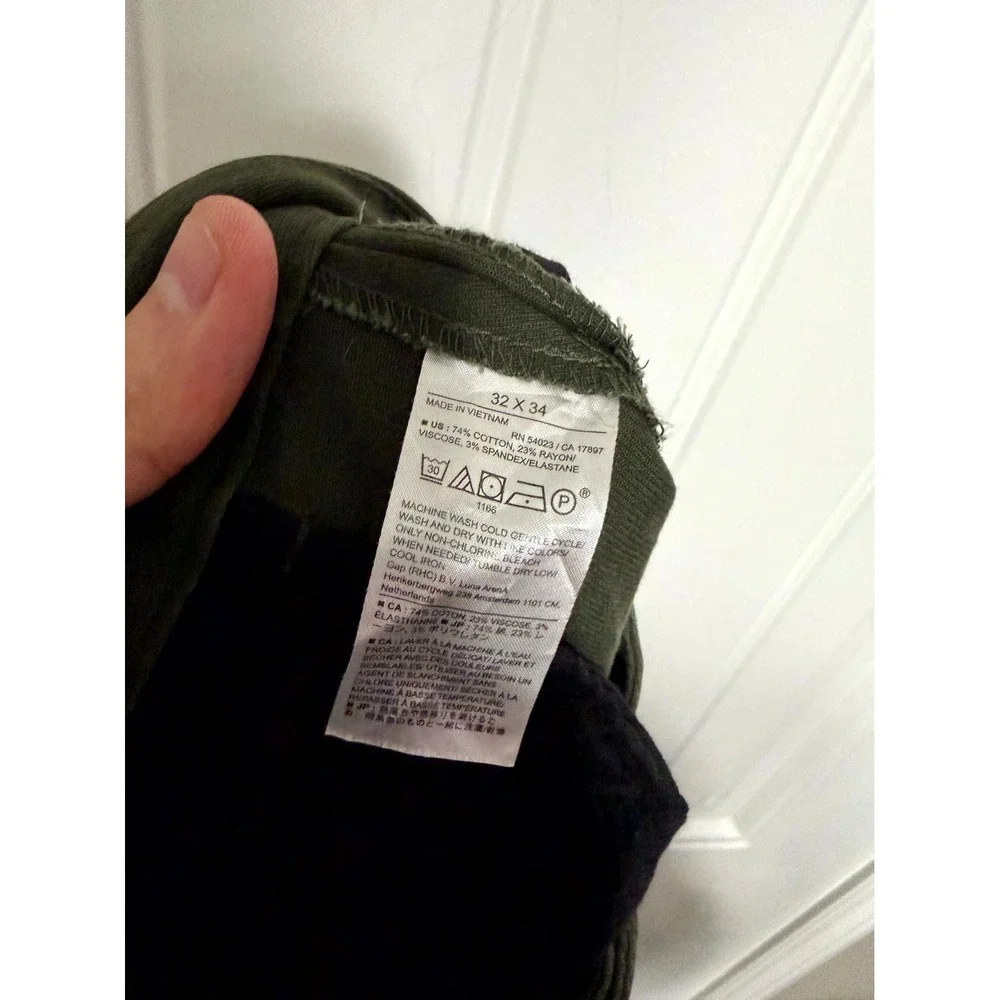 Banana Republic Chinos Mens 32x34 Olive Green Slim Fit Cotton Blend Trousers